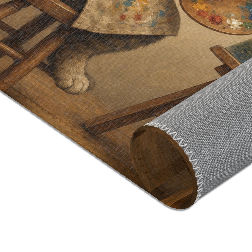Love Art painting cat chenille area rug