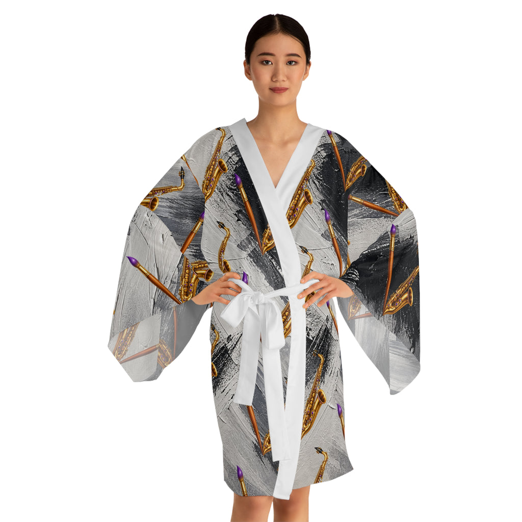 Jazzy Smoov Brushstroke Music Kimono Robe – product image 9