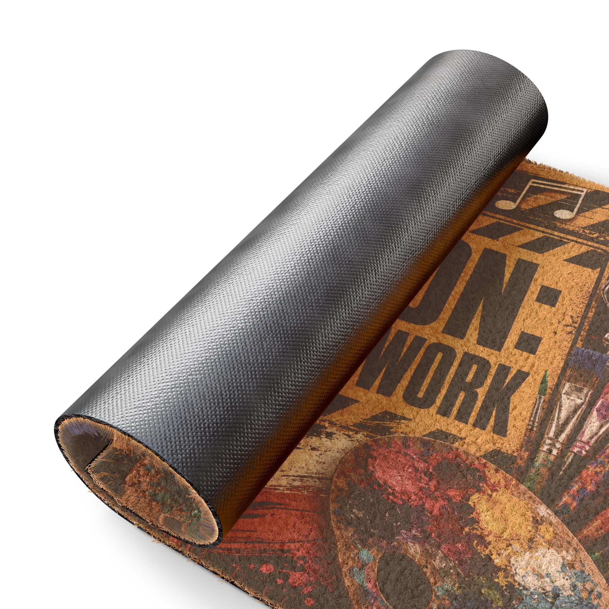 Caution Artists at Work music and art coir doormat