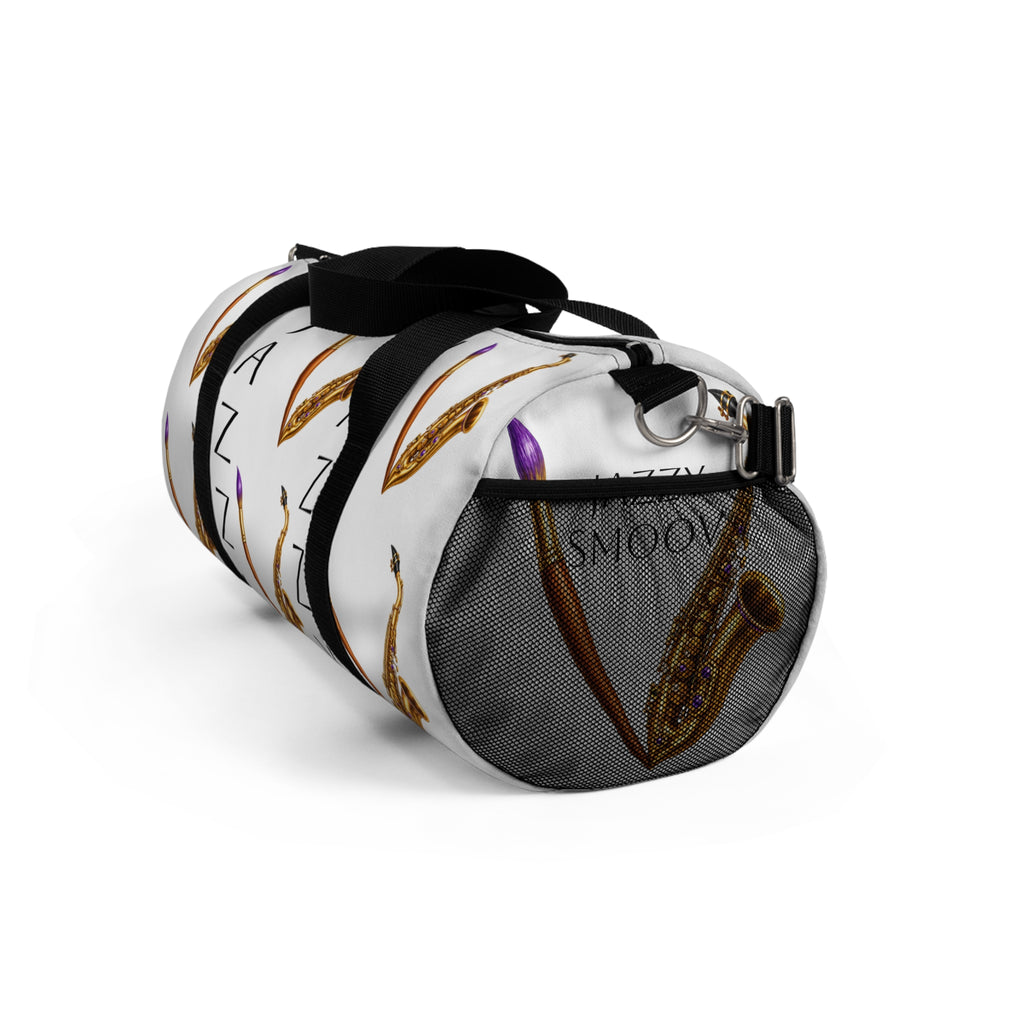 Jazzy Smoov saxophone print duffel bag