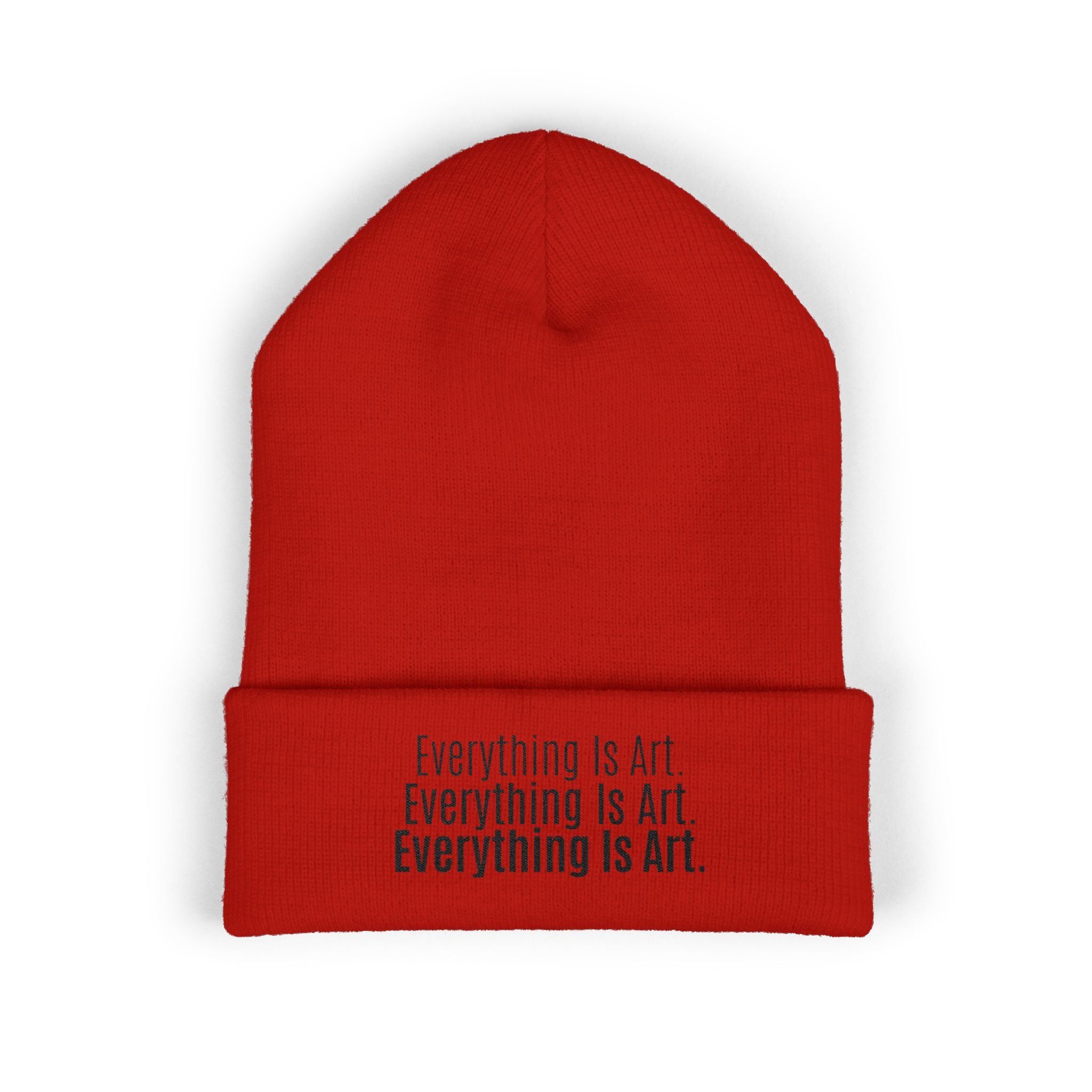 Everything Is Art cuffed beanie with black lettering – view 7