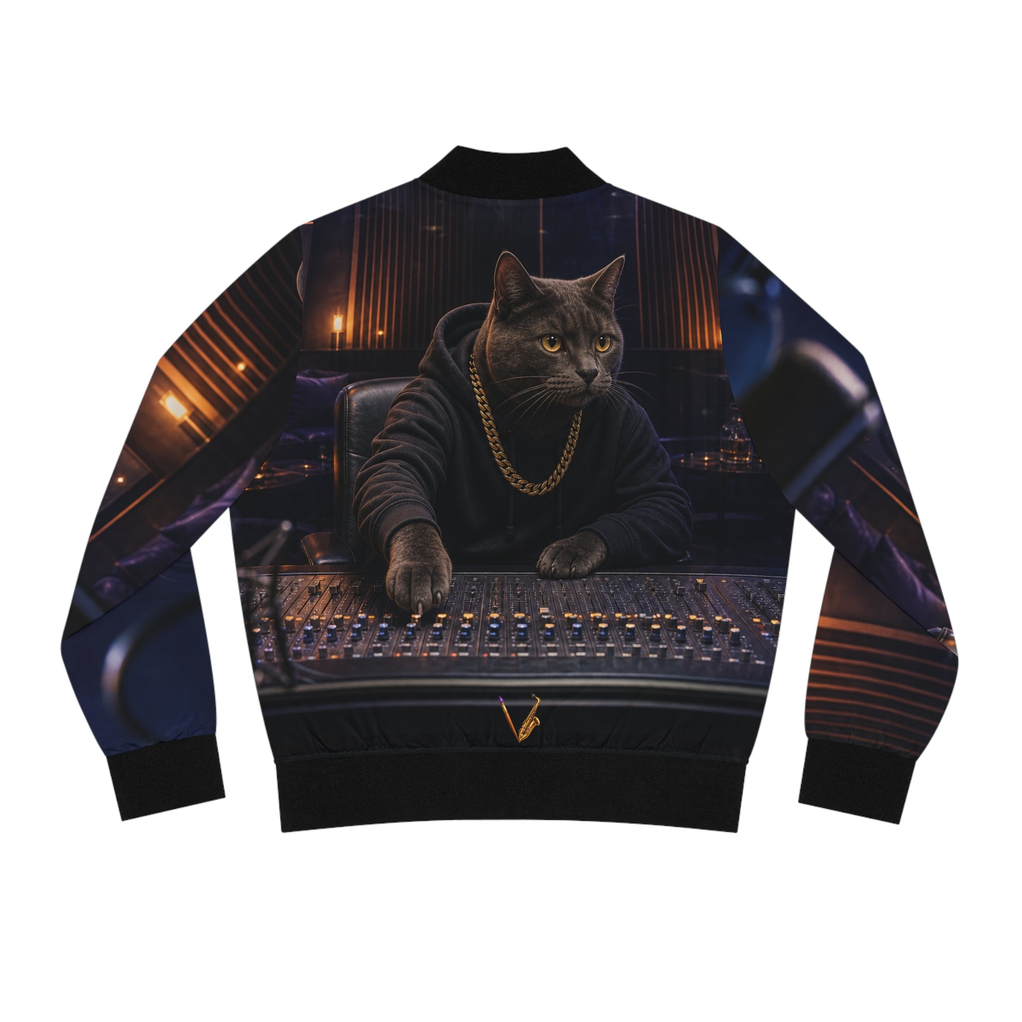 Women’s Studio Cat Music Producer Bomber Jacket – product image 2