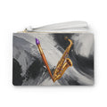 Jazzy Smoov saxophone and paintbrush clutch bag