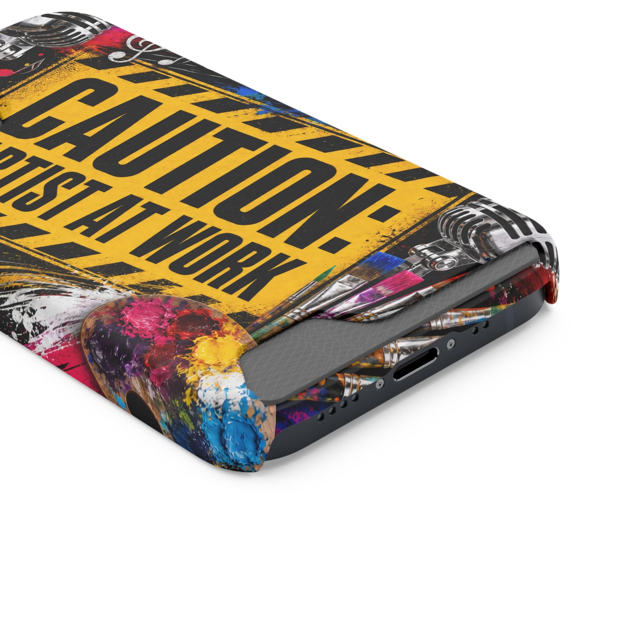 Caution Artist at Work phone case with card holder – view 69