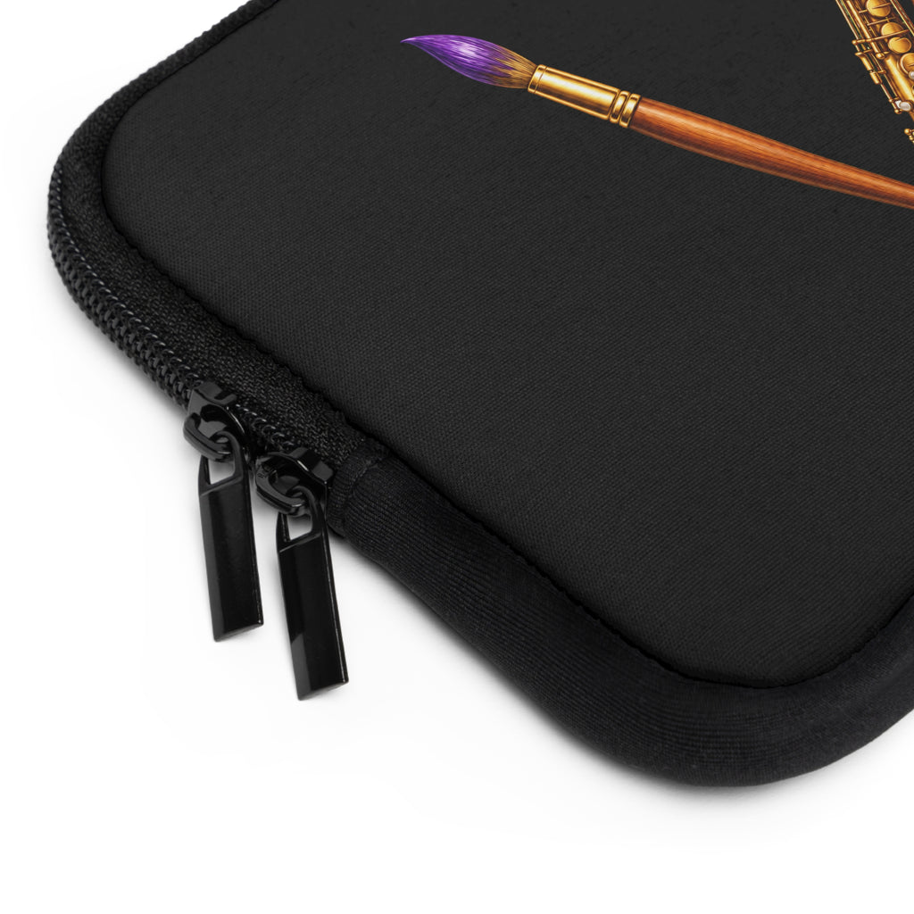 Jazzy Groove black saxophone art laptop sleeve