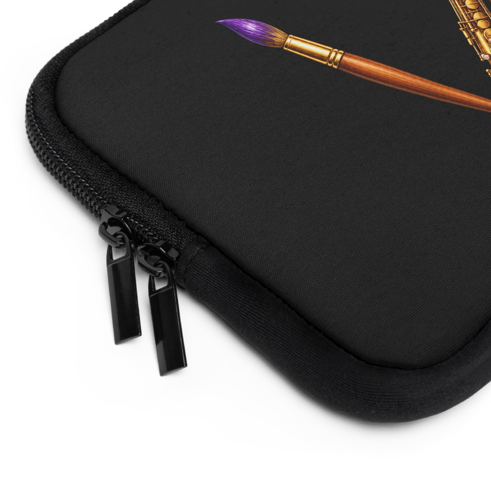 Jazzy Groove black saxophone art laptop sleeve