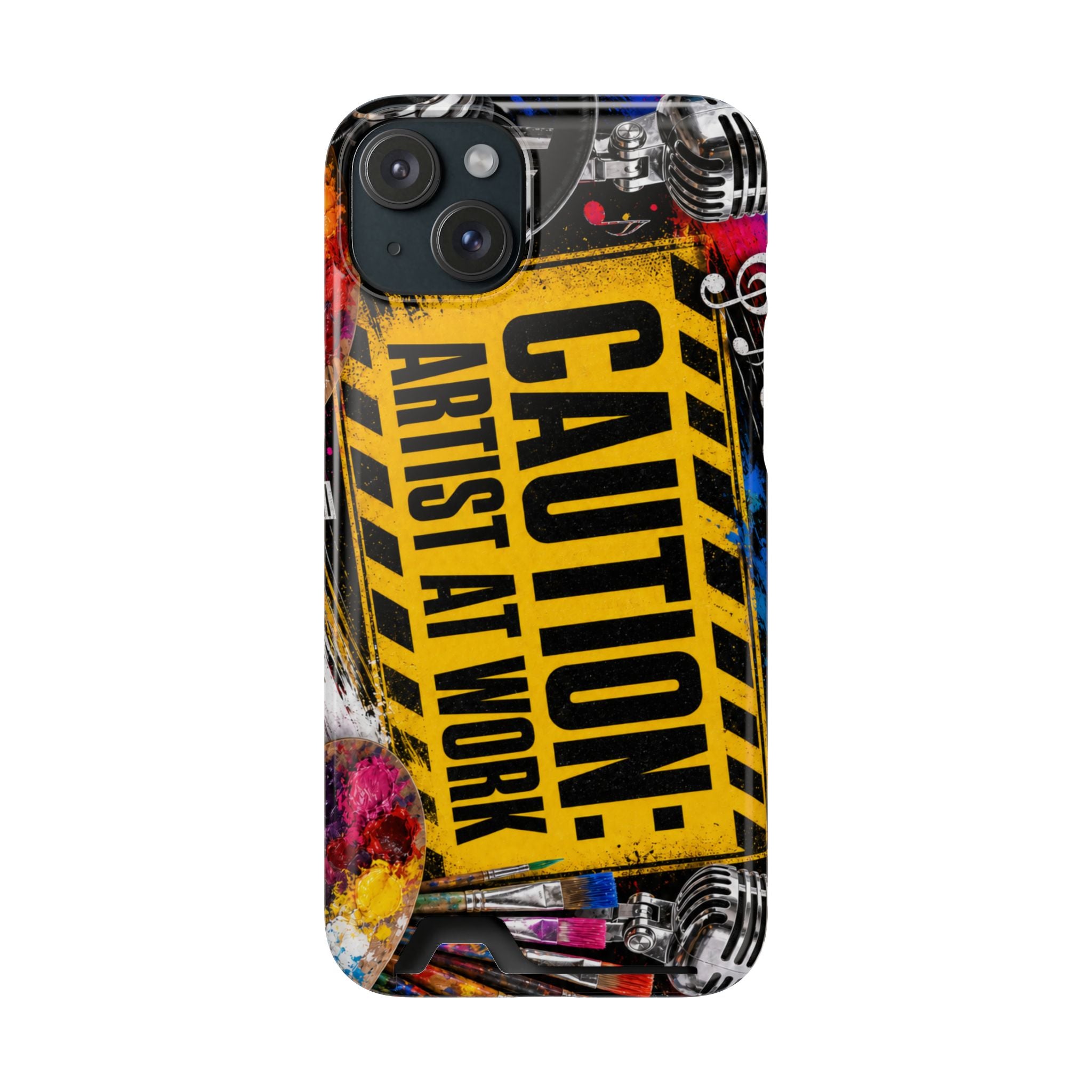 Caution Artist at Work phone case with card holder – view 39