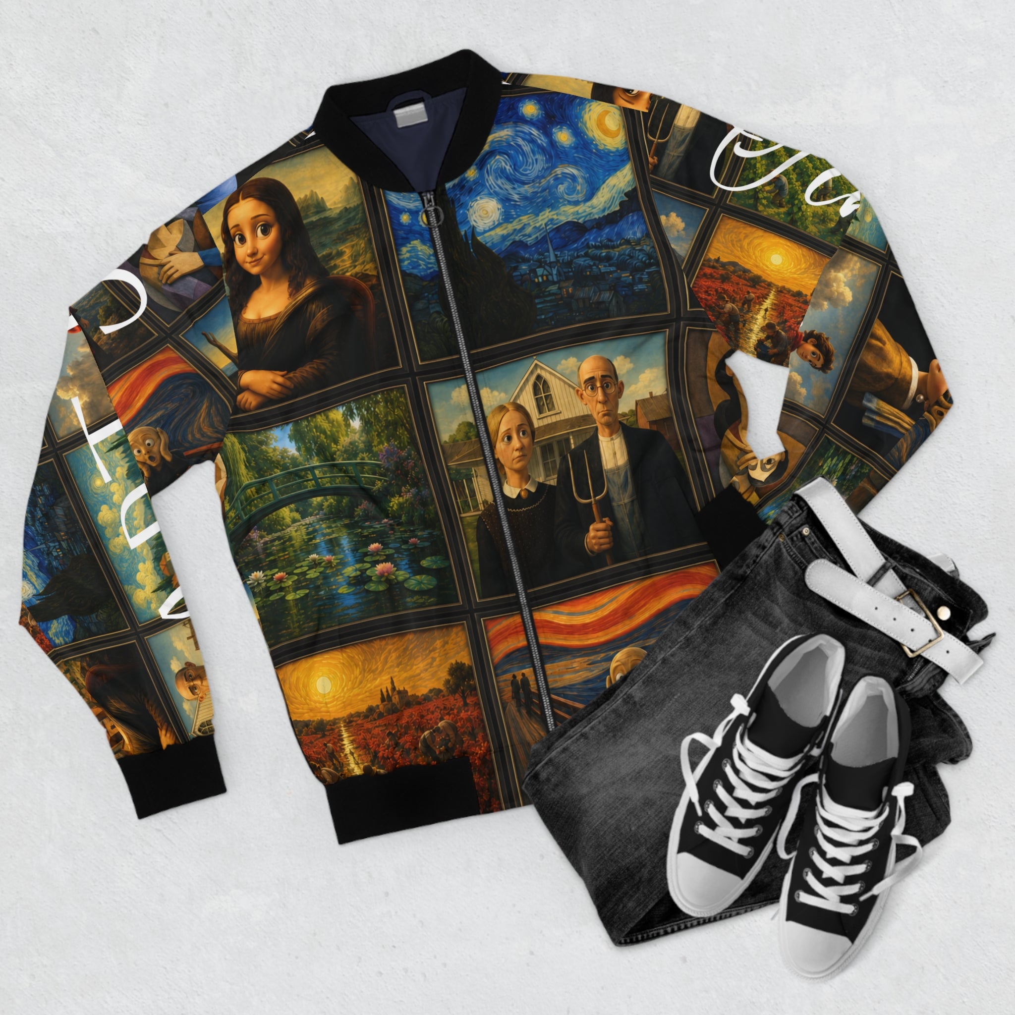 Men’s Art Is Timeless Museum Collage Bomber Jacket – product image 4