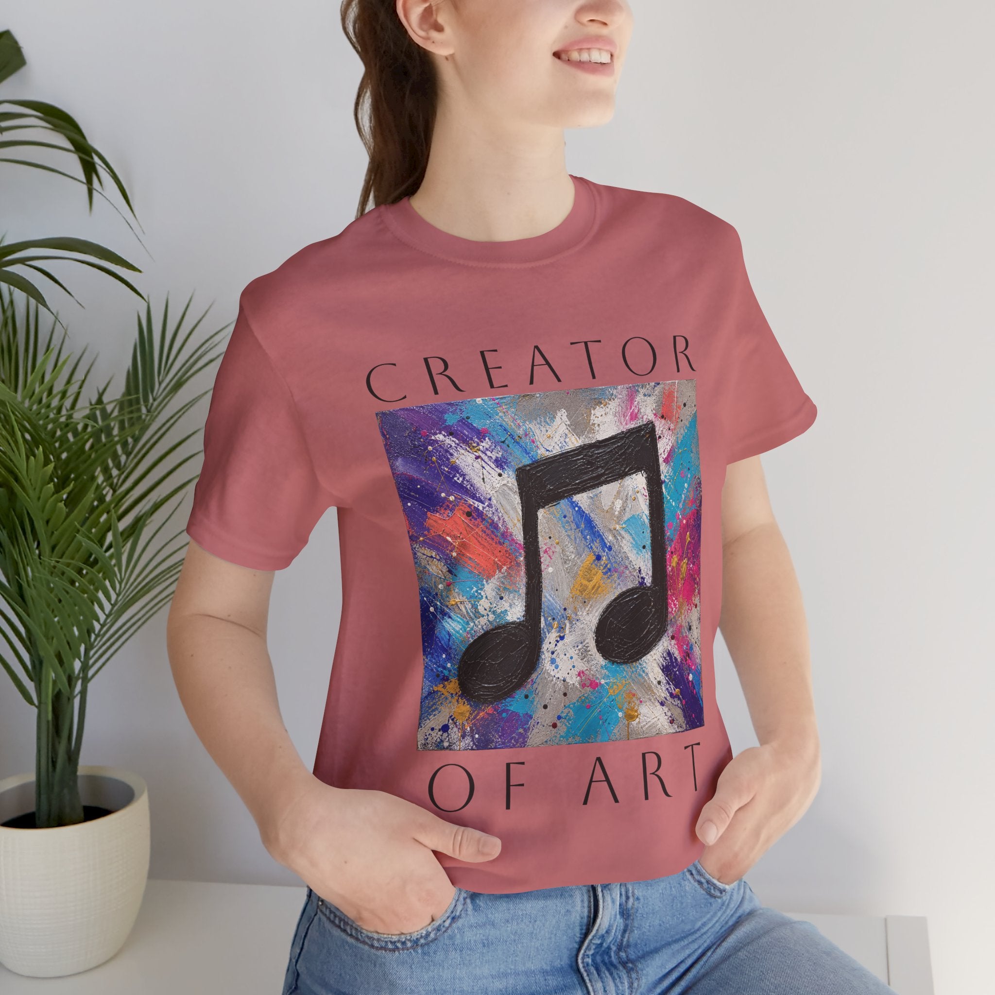 Unisex Creator of Art colorful music note graphic T-shirt – view 18