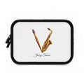 Jazzy Smoov white saxophone art laptop sleeve
