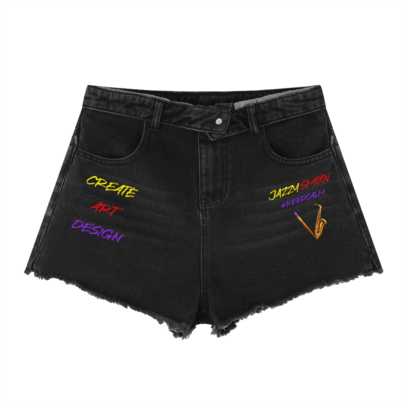 Women’s Create Art Design High-Rise Denim Shorts – product image 1