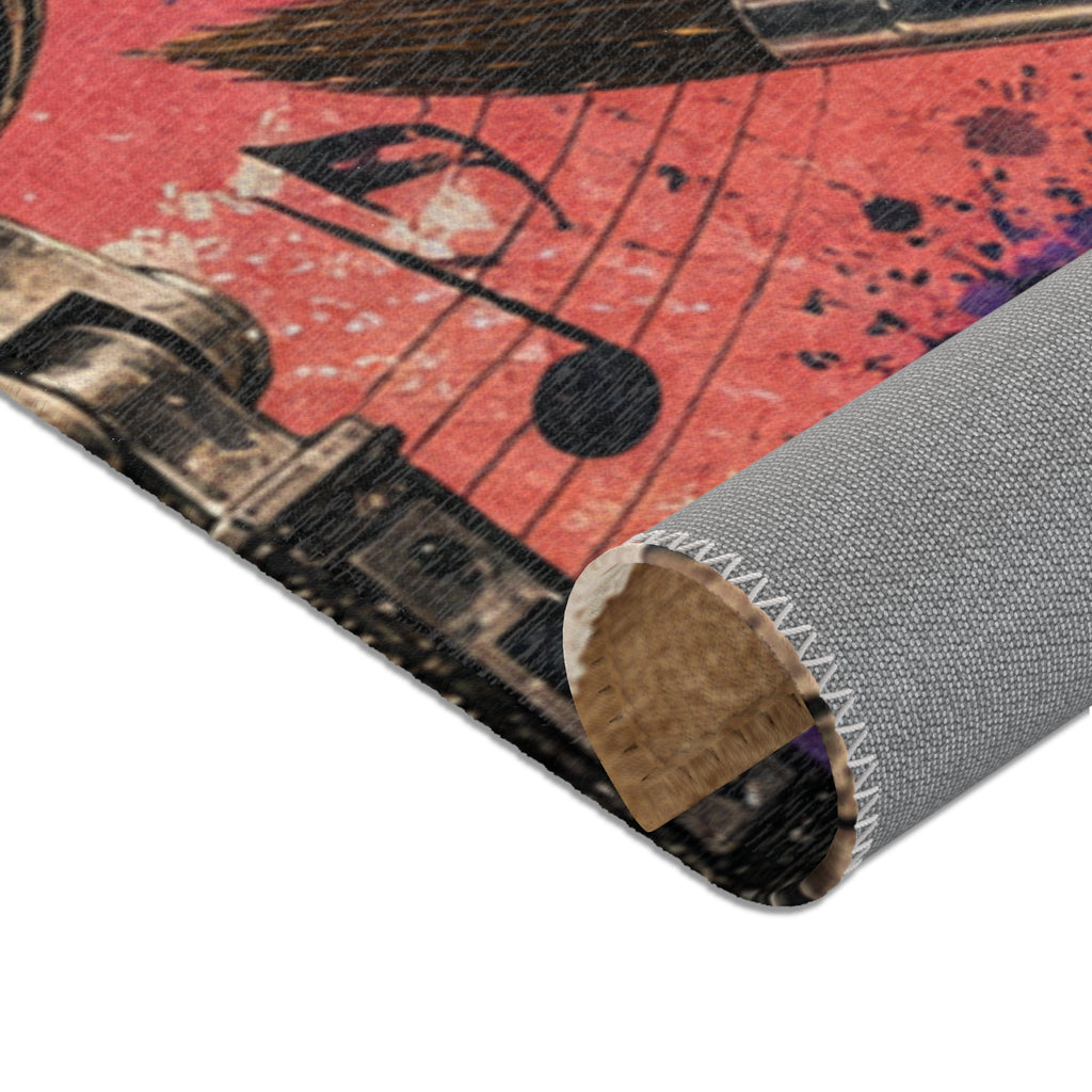 Music and art chenille area rug