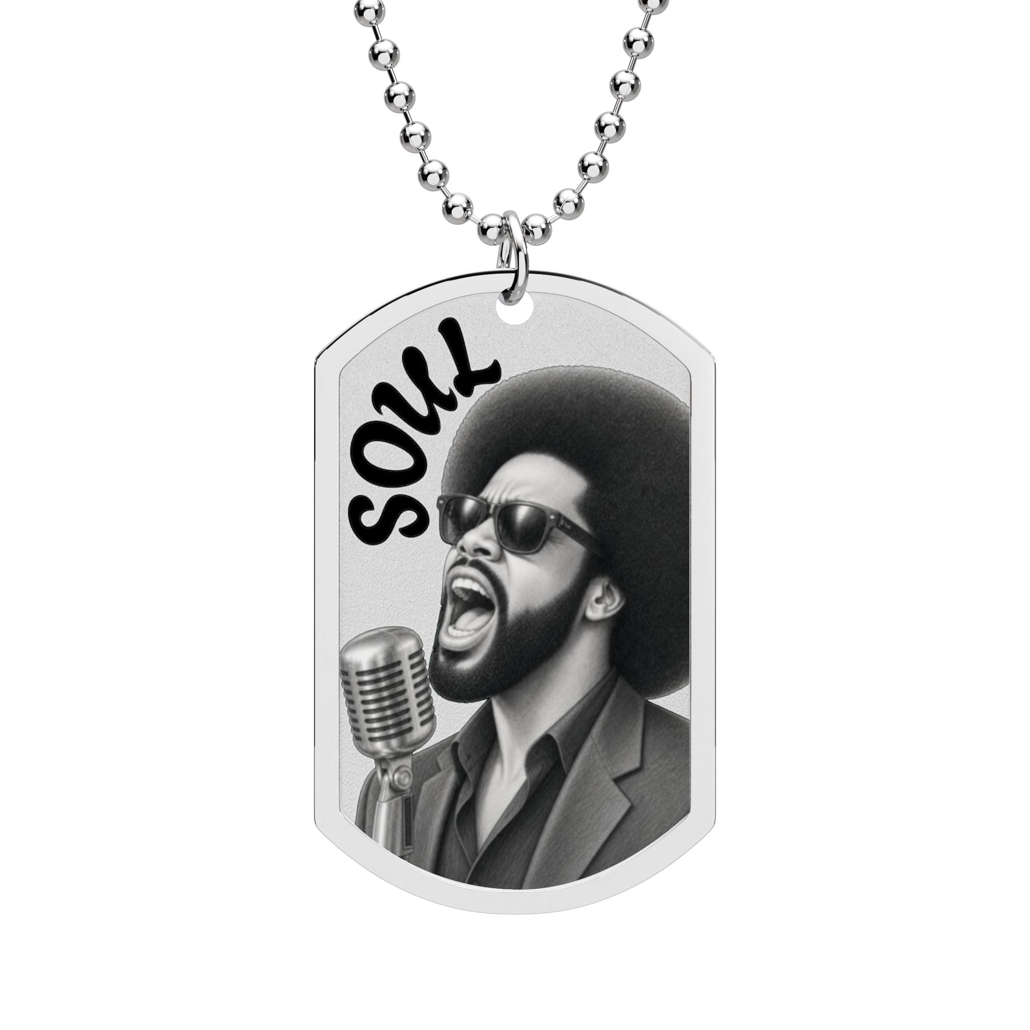 Soul Singer engraved dog tag necklace