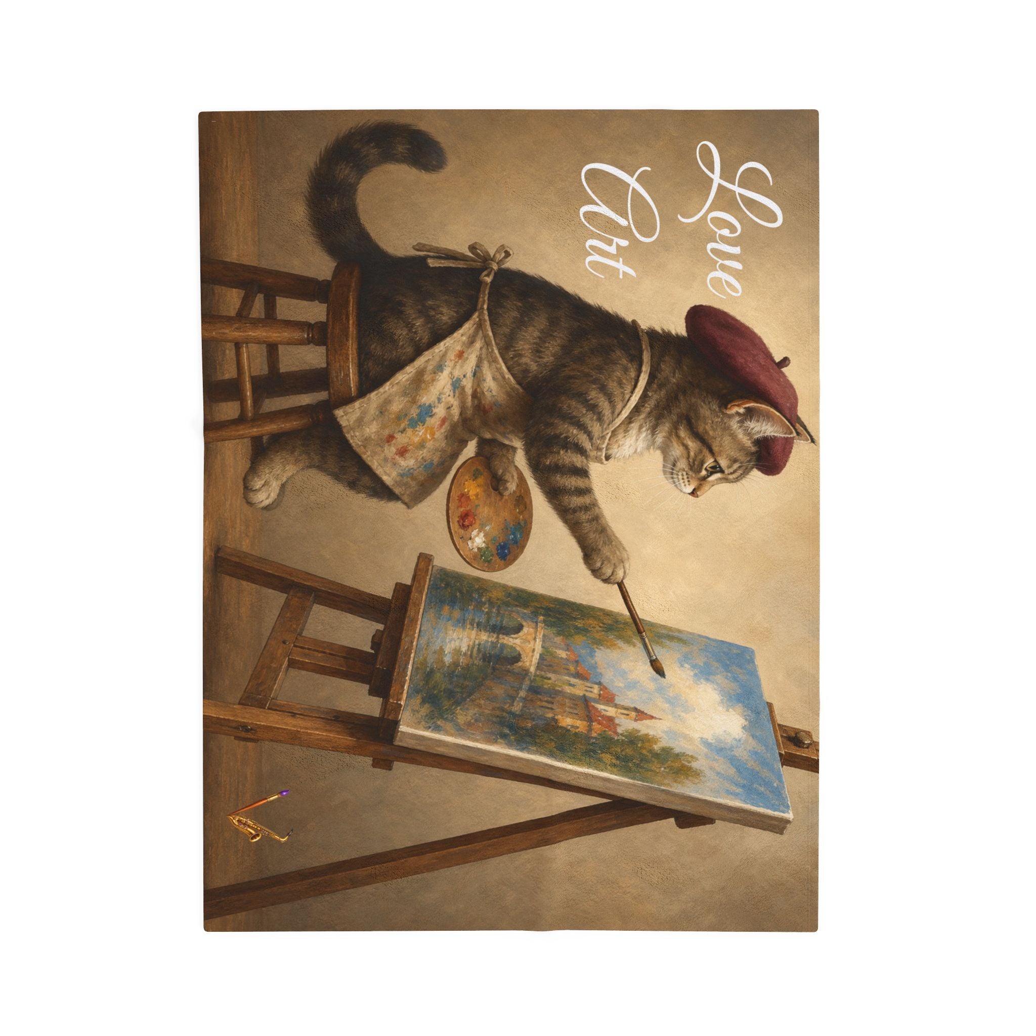 Love Art painter cat velveteen plush blanket