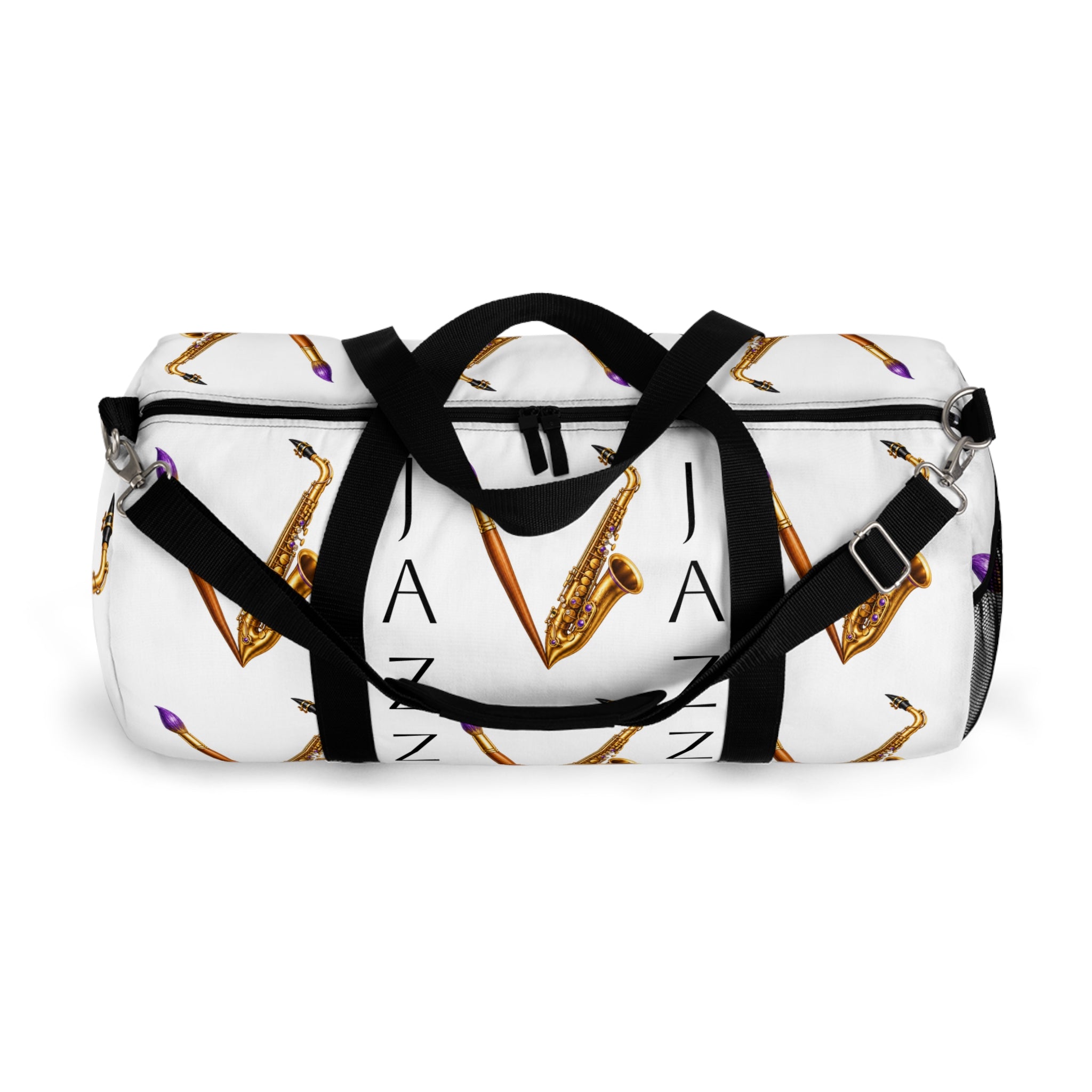 Jazzy Smoov saxophone print duffel bag