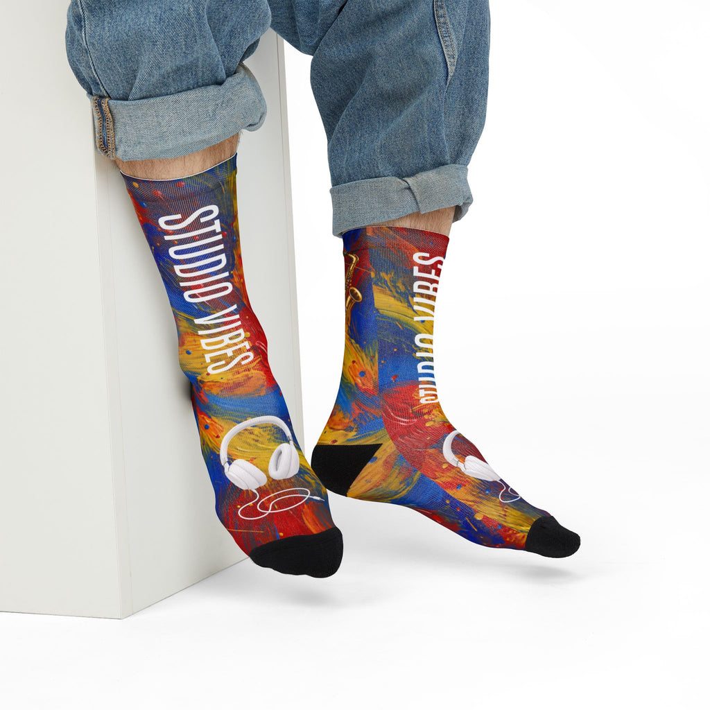 Studio Vibes colorful music headphones crew socks