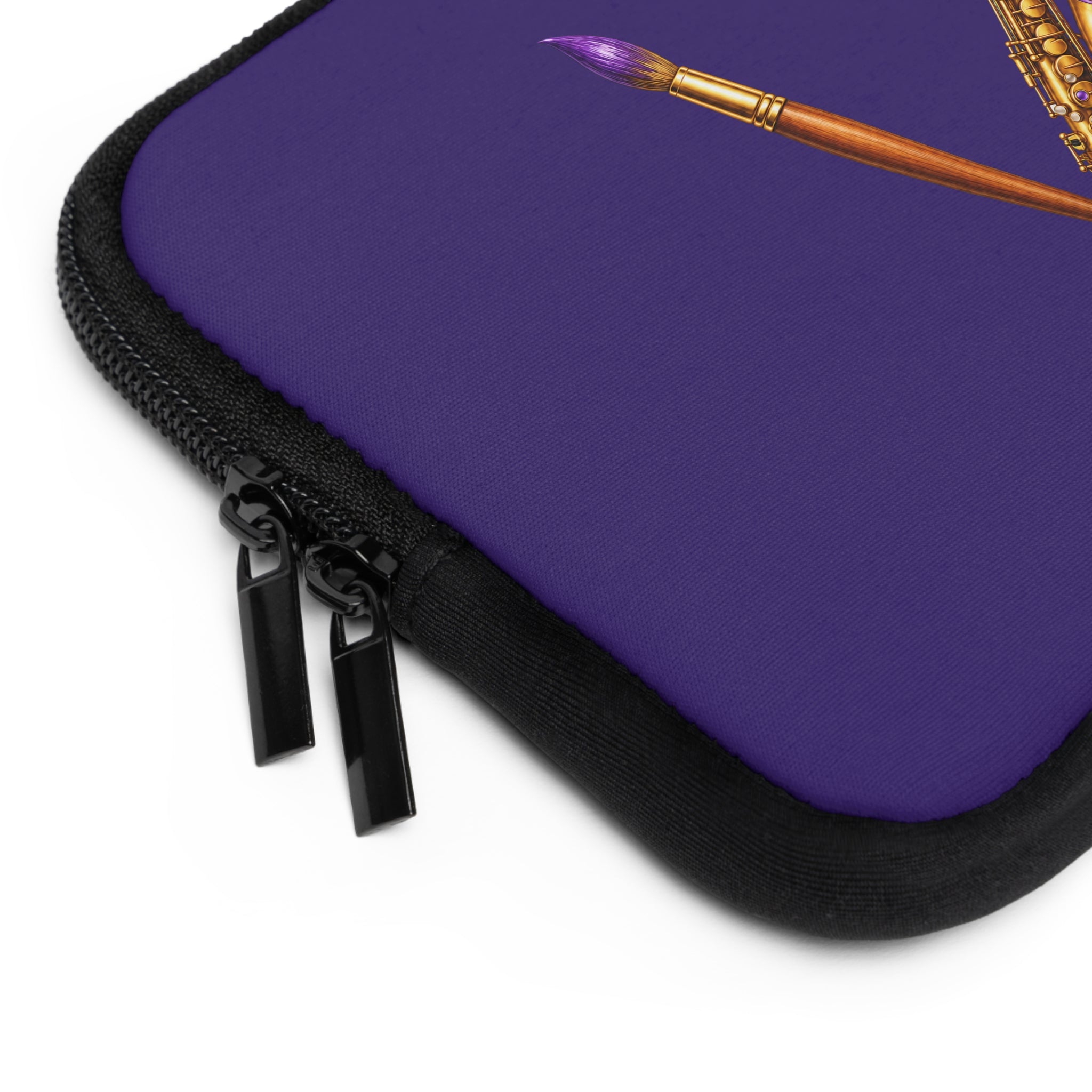 Jazzy Smoov purple saxophone art laptop sleeve