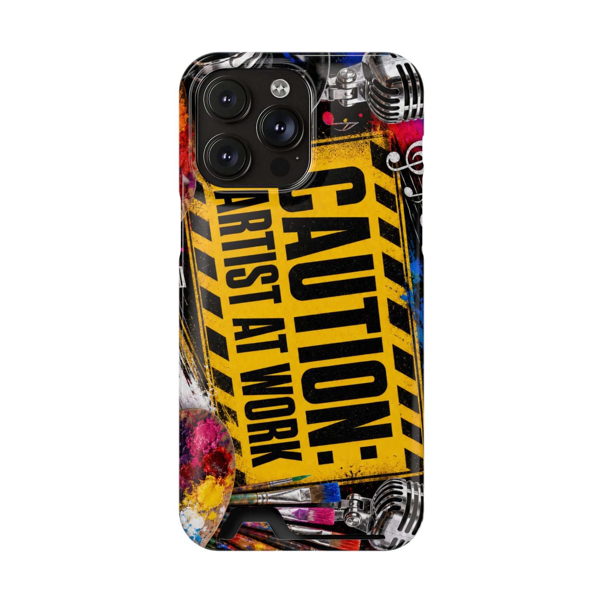 Caution Artist at Work phone case with card holder – view 34