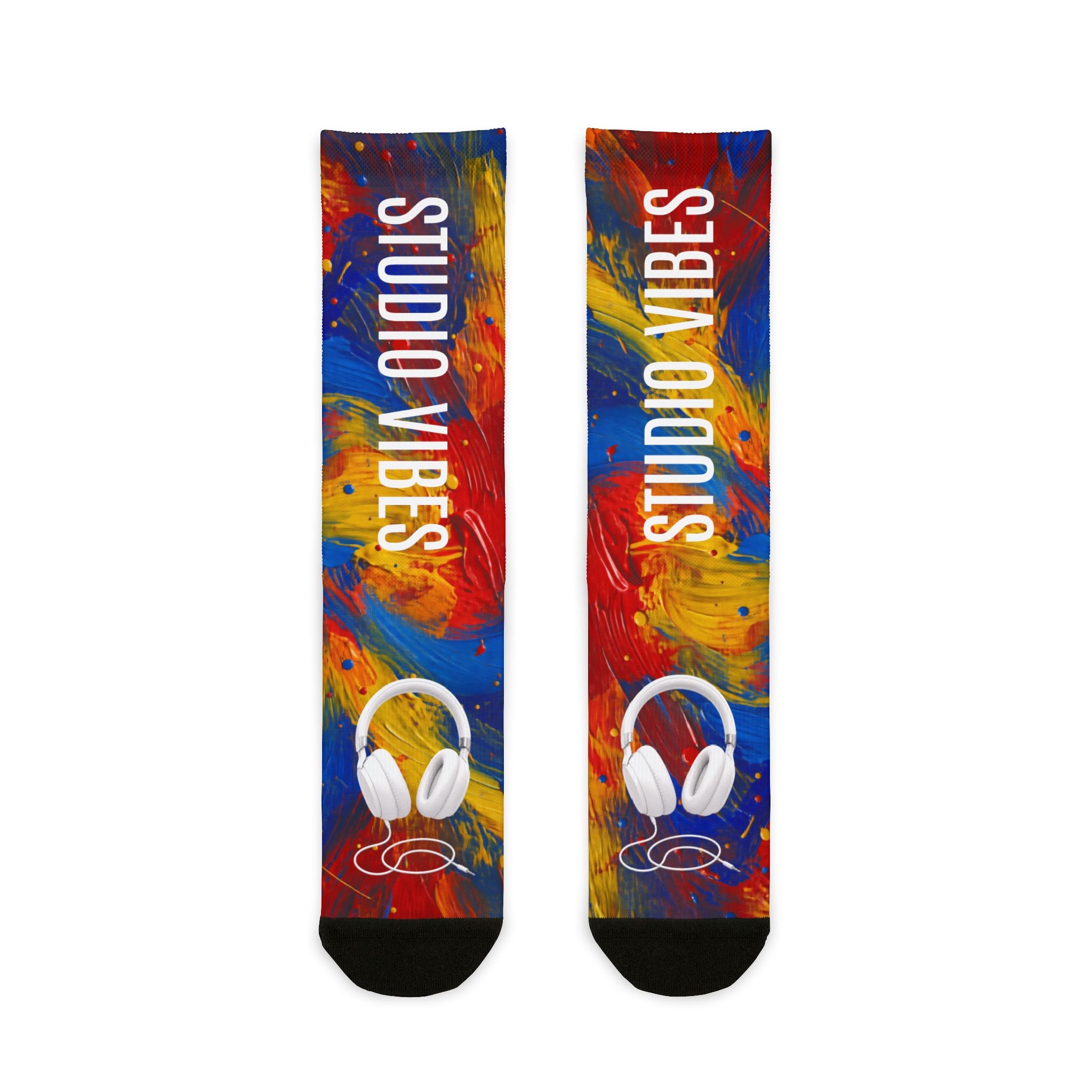 Studio Vibes colorful music headphones crew socks