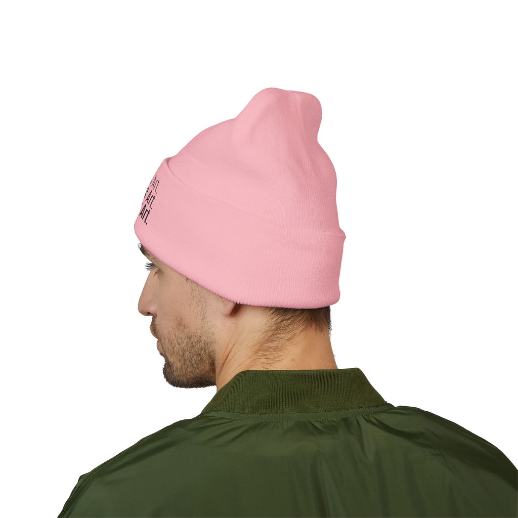 Everything Is Art cuffed beanie with black lettering – view 22