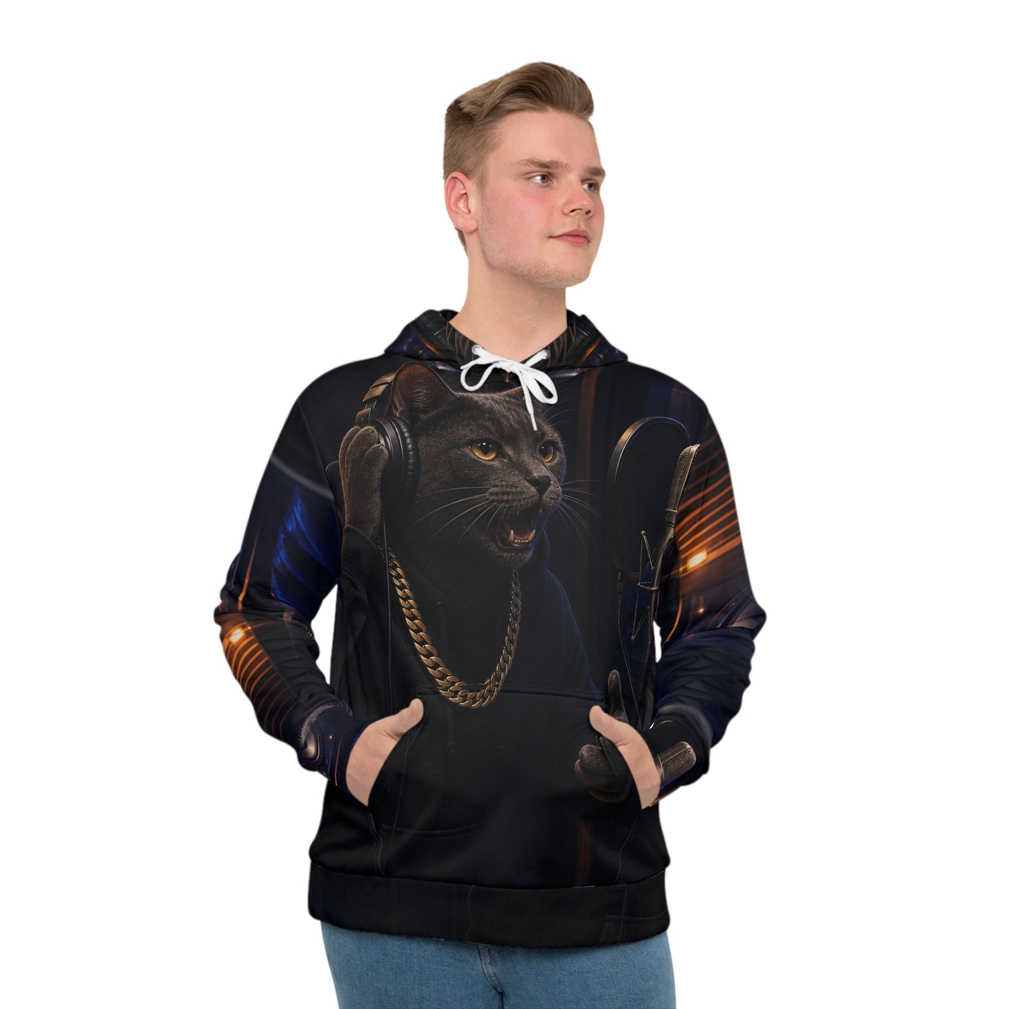 Men’s Cat Rapper Studio Graphic Pullover Hoodie – product image 3
