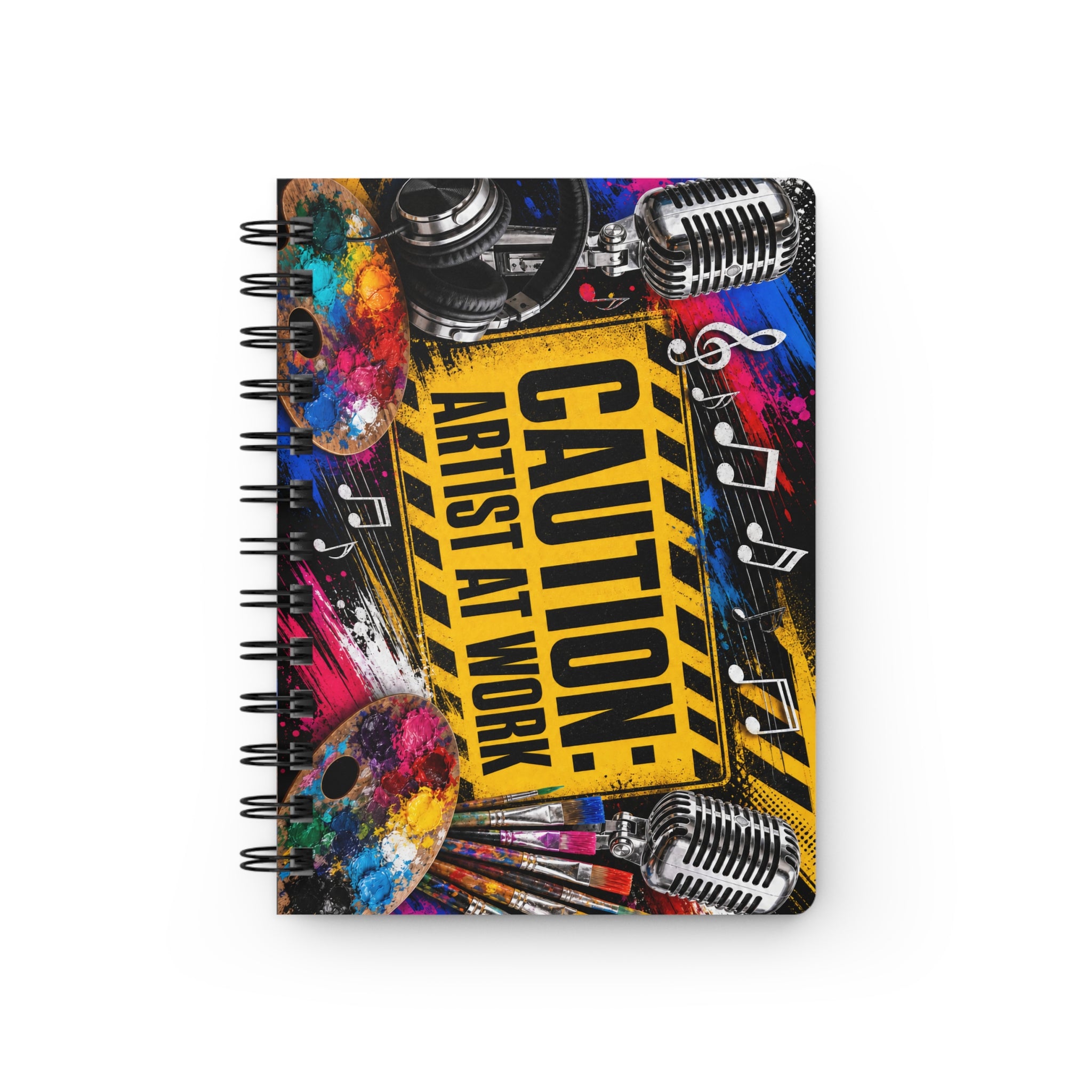 Caution Artist at Work spiral journal front cover