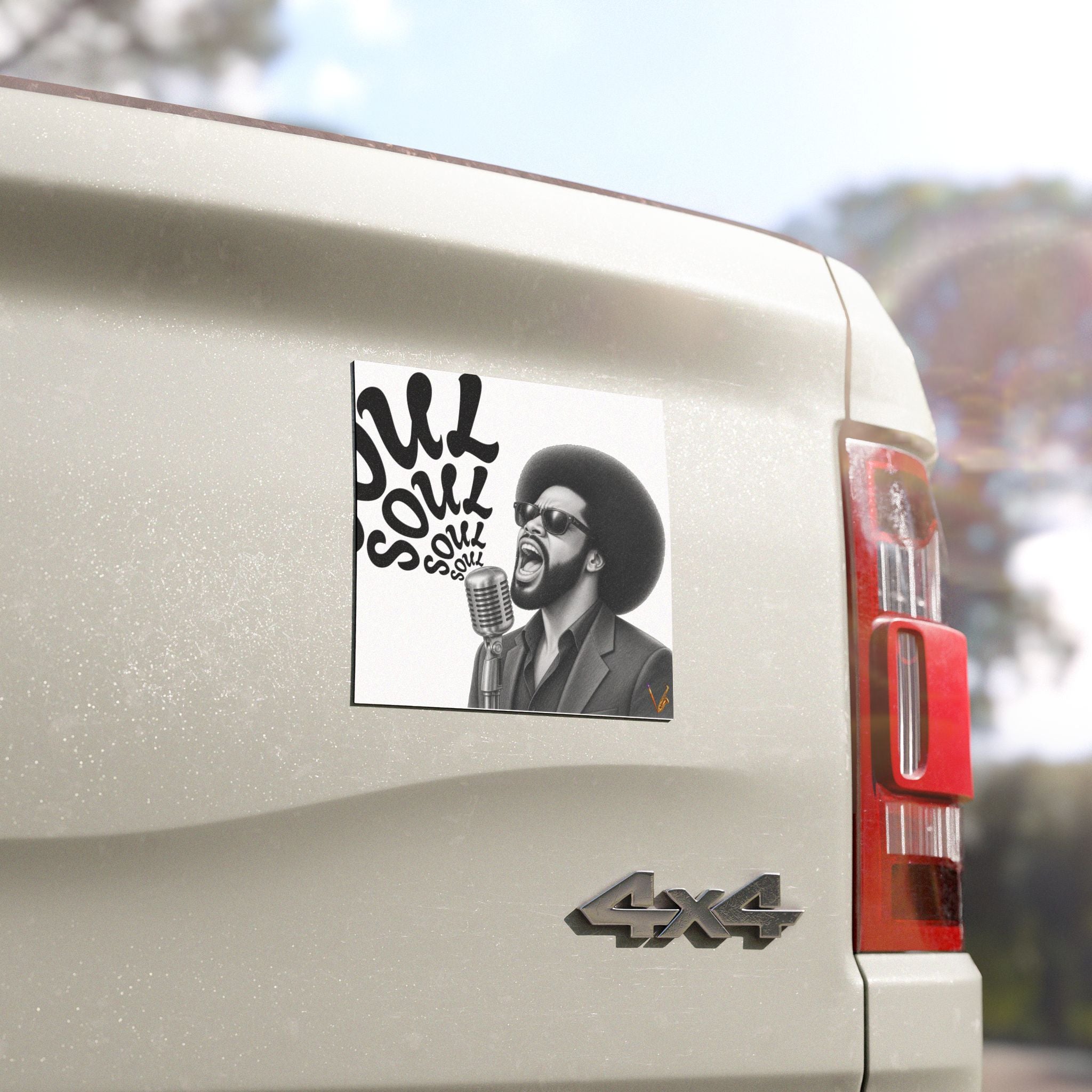 Soul Singer black and white vinyl car magnet – view 7