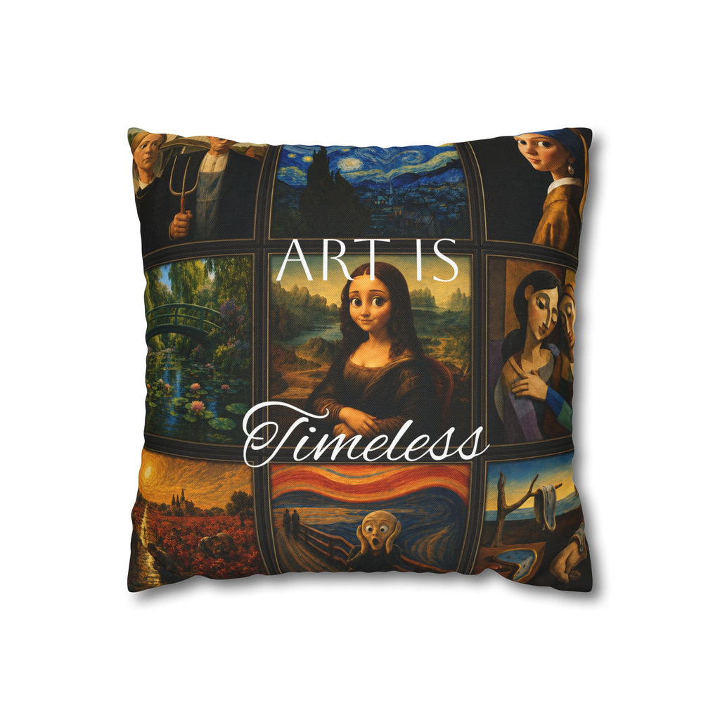 Art Is Timeless museum collage pillow cover