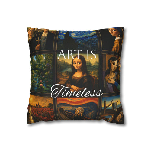 Art Is Timeless museum collage pillow cover