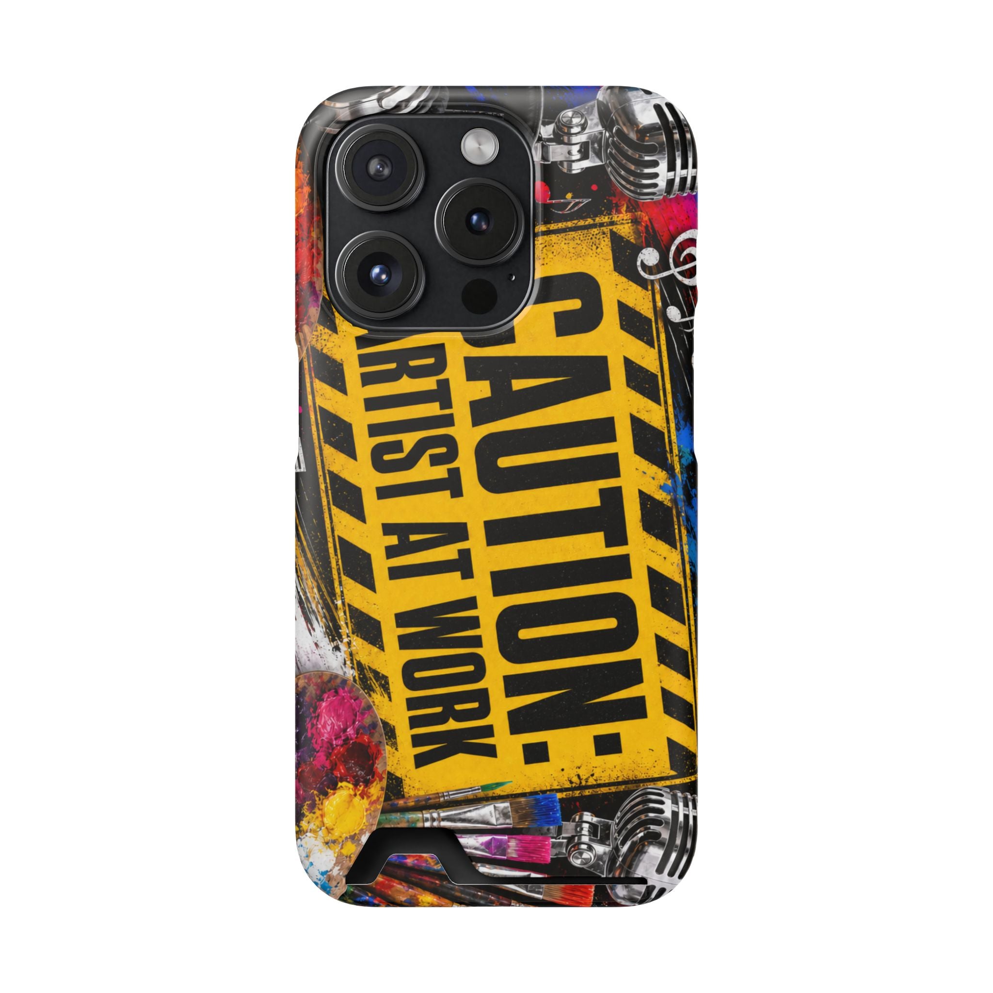 Caution Artist at Work phone case with card holder – view 38