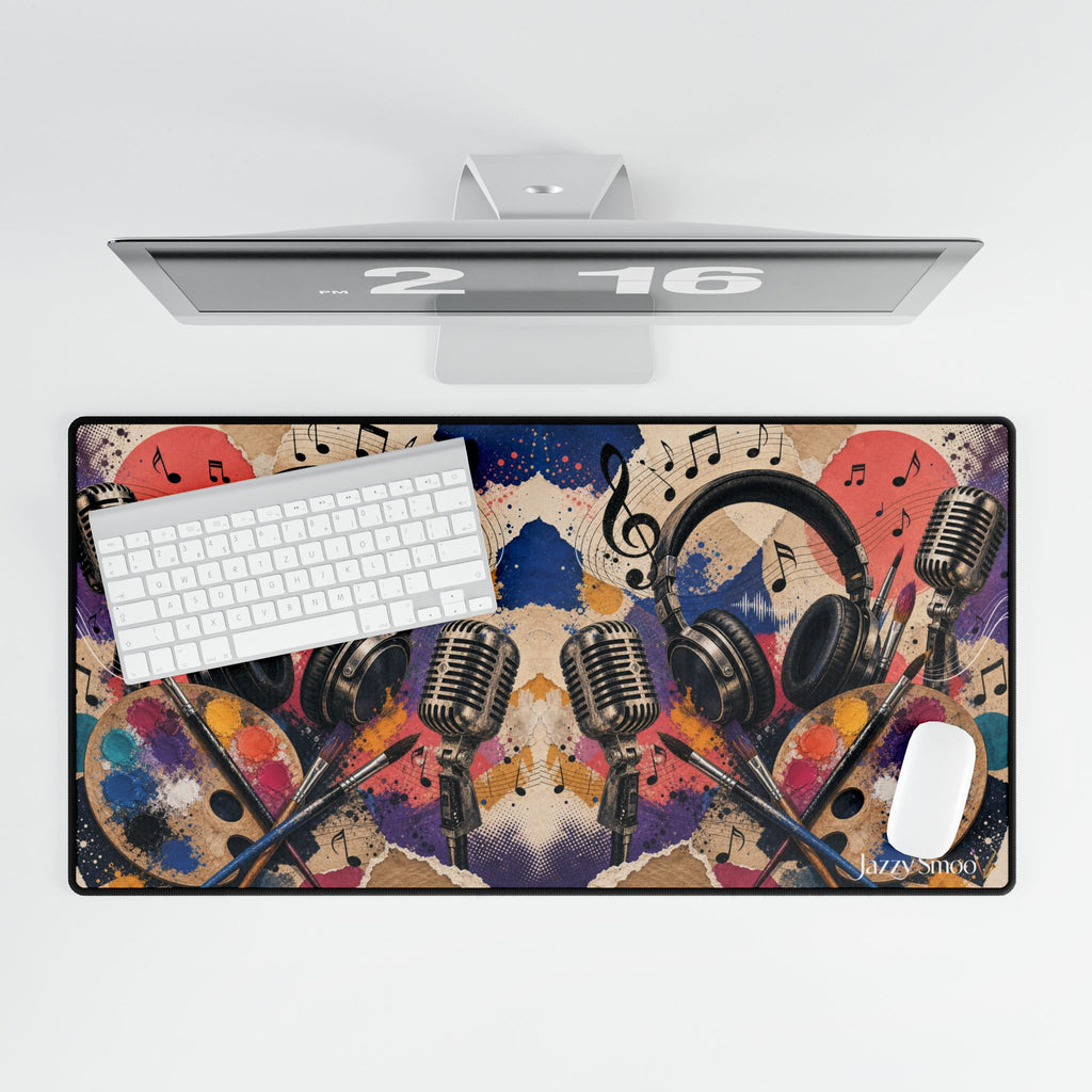 Art and music desk mat stitched edge and rubber backing