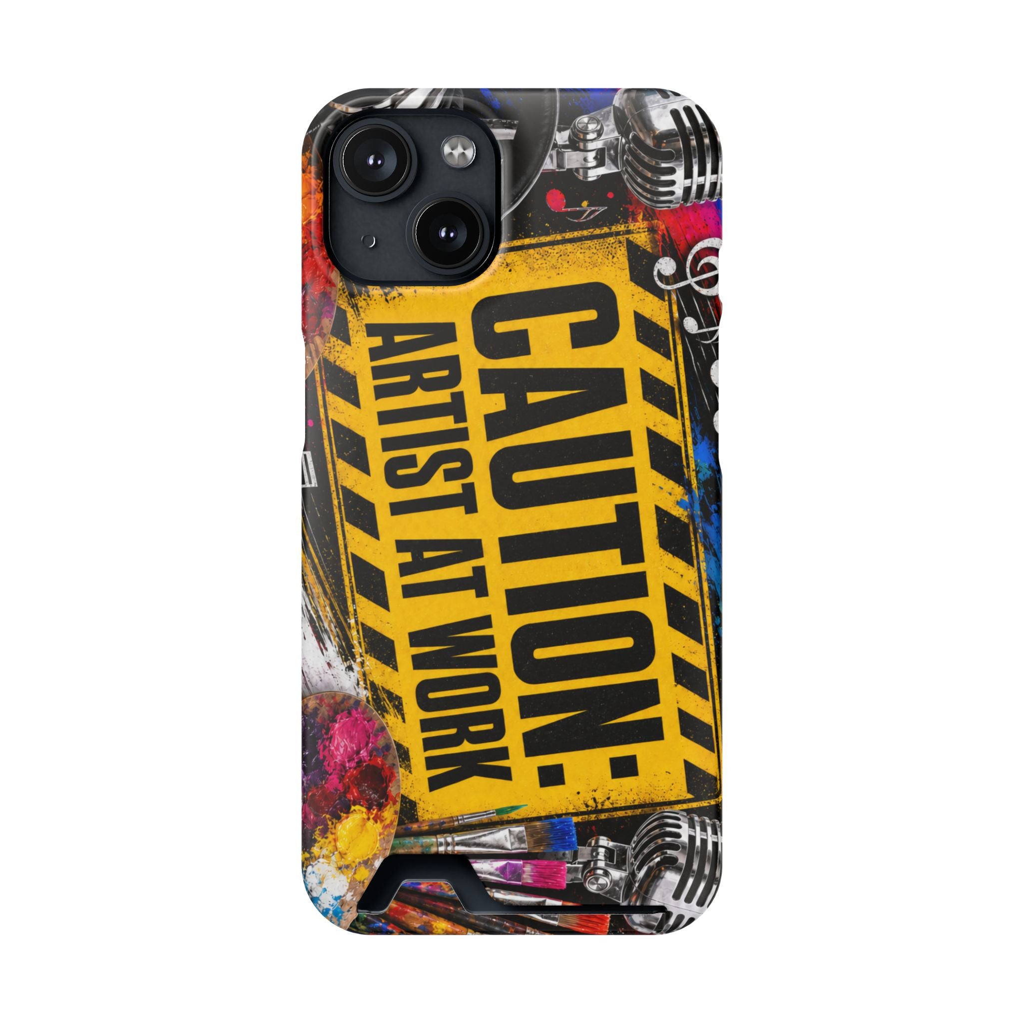 Caution Artist at Work phone case with card holder – view 27