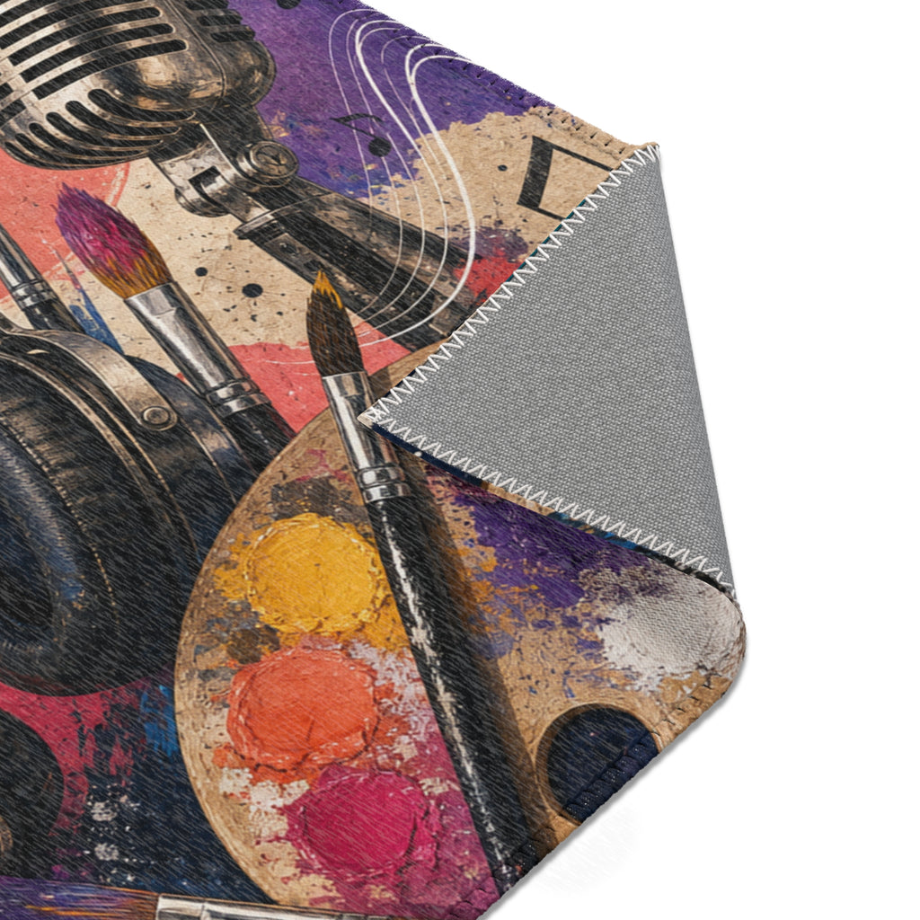 Music and art chenille area rug