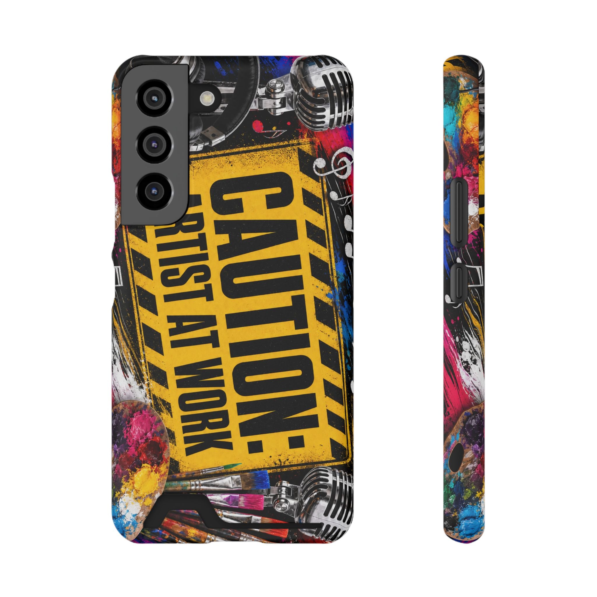 Caution Artist at Work phone case with card holder – view 2