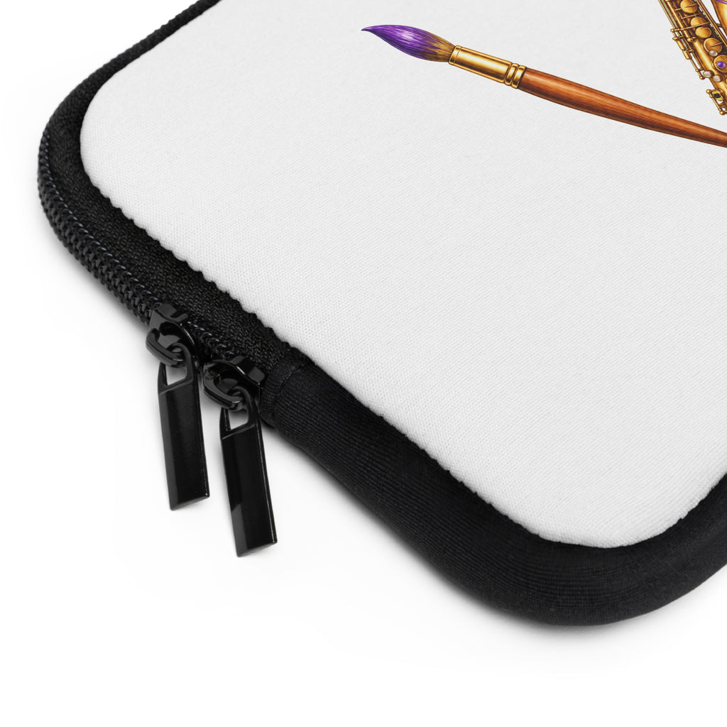 Jazzy Smoov white saxophone art laptop sleeve