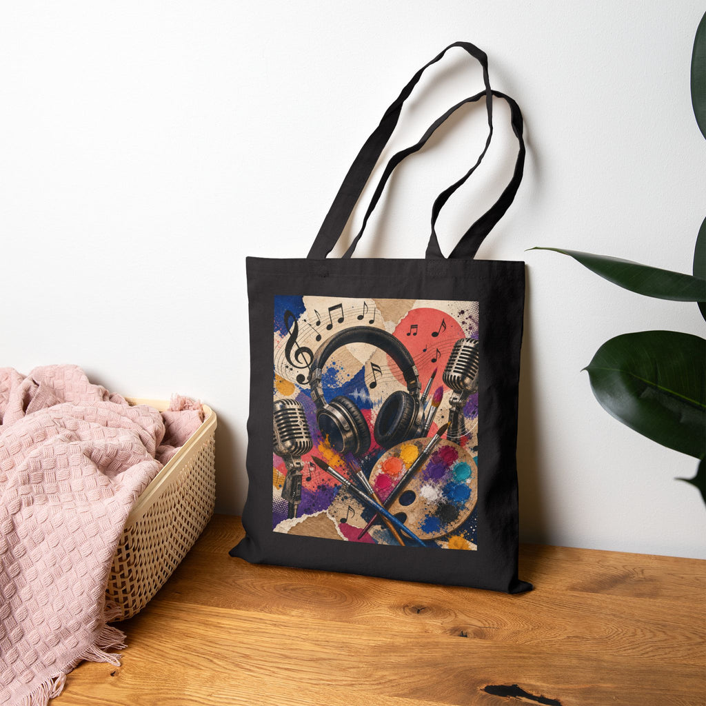 Jazzy and Smooth art and music cotton canvas tote bag