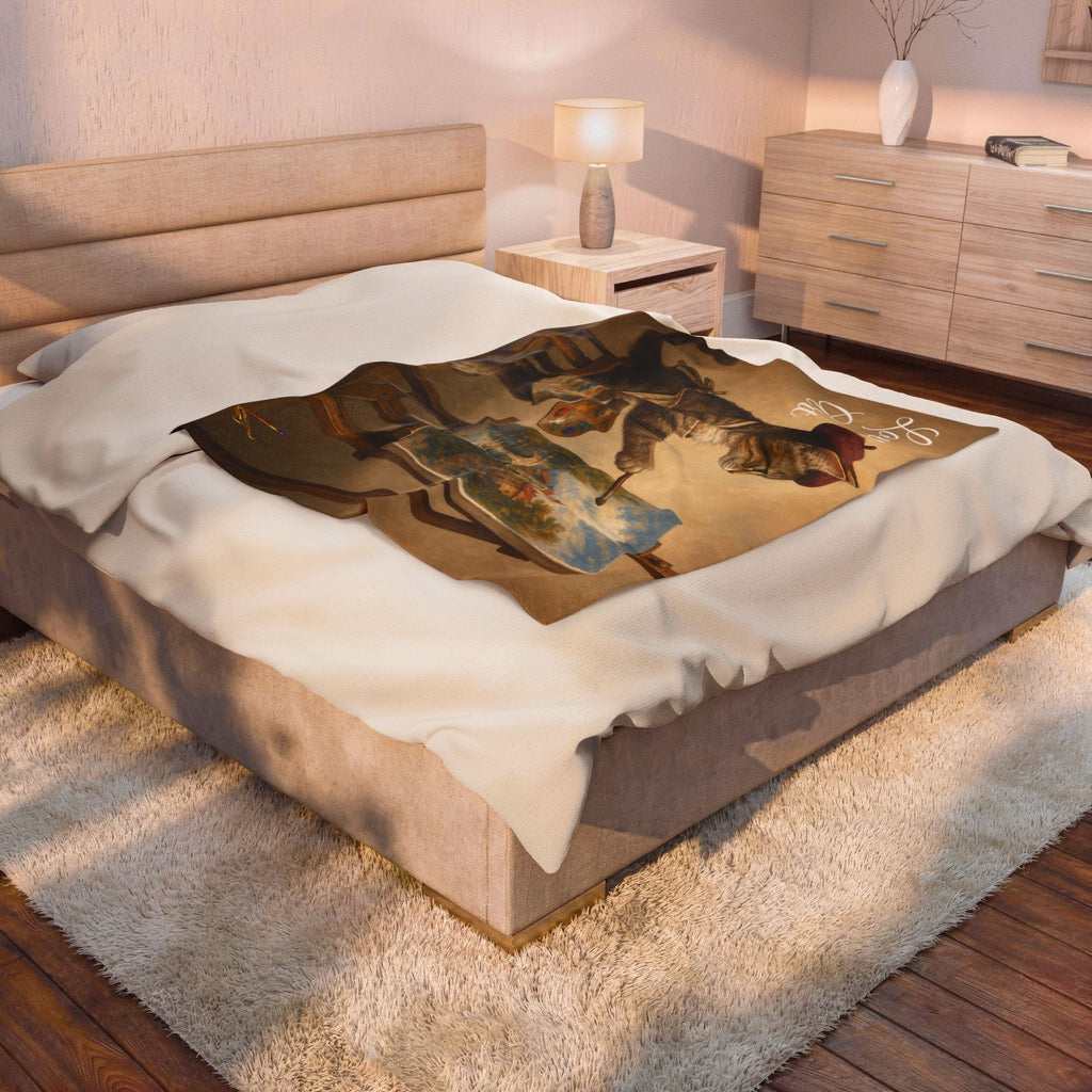 Love Art painter cat velveteen plush blanket