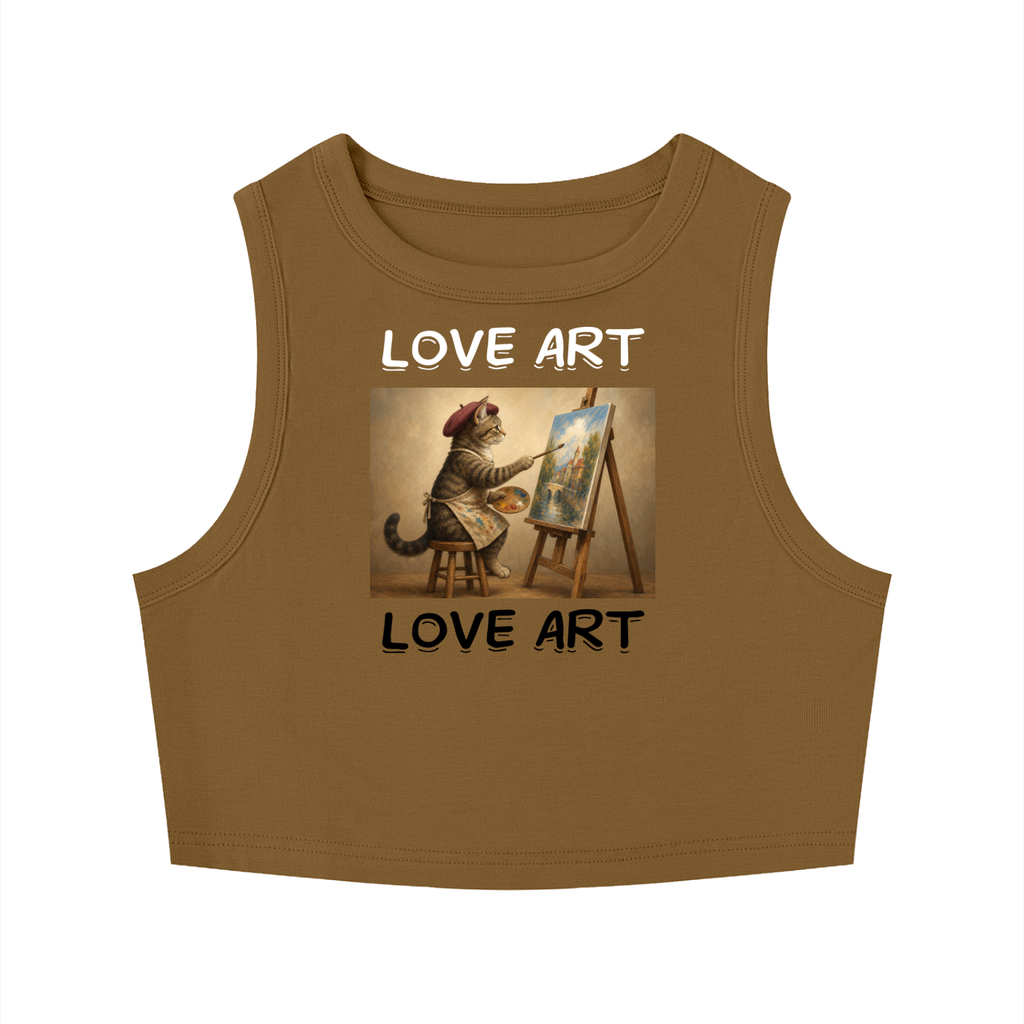 Women’s Love Art Cat Graphic Cropped Tank Top – product image 7