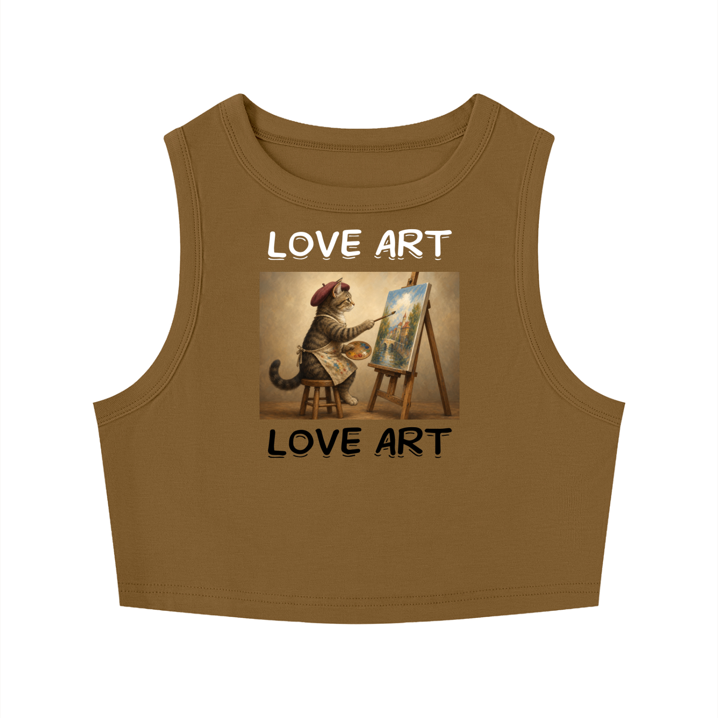 Women’s Love Art Cat Graphic Cropped Tank Top – product image 7
