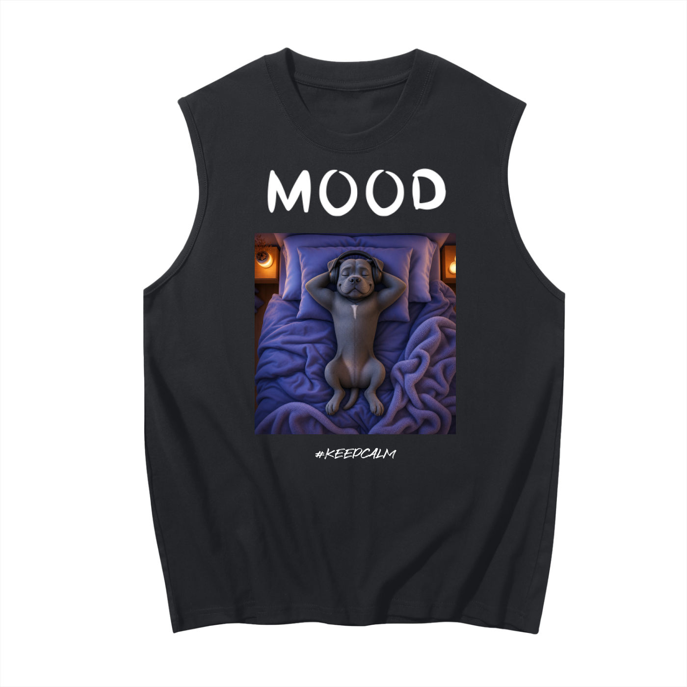 Men’s Mood Keep Calm Graphic Cotton Tank Top – product image 5
