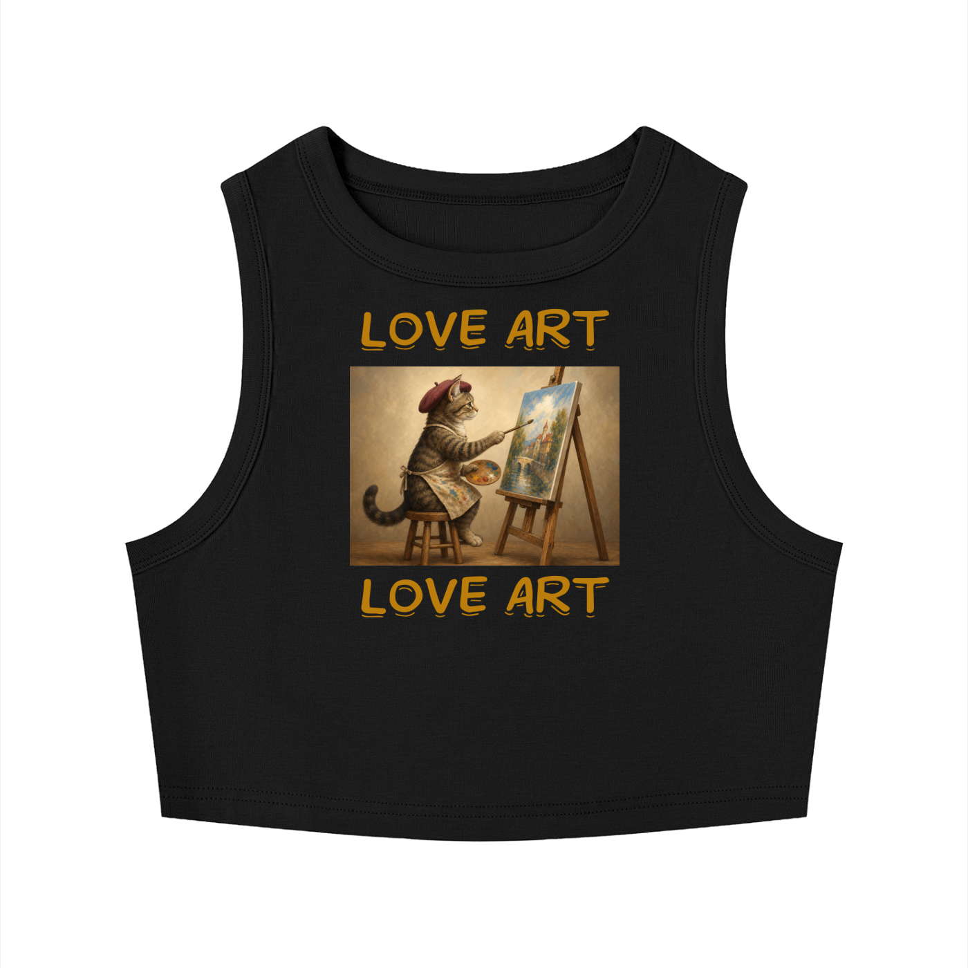 Women’s Love Art Cat Graphic Cropped Tank Top – product image 3