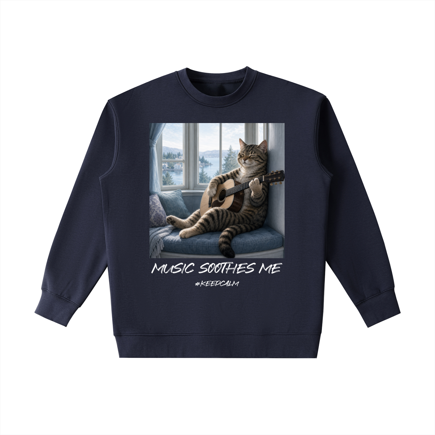 Music Soothes Me Cat & Guitar Graphic Sweatshirt – product image 5