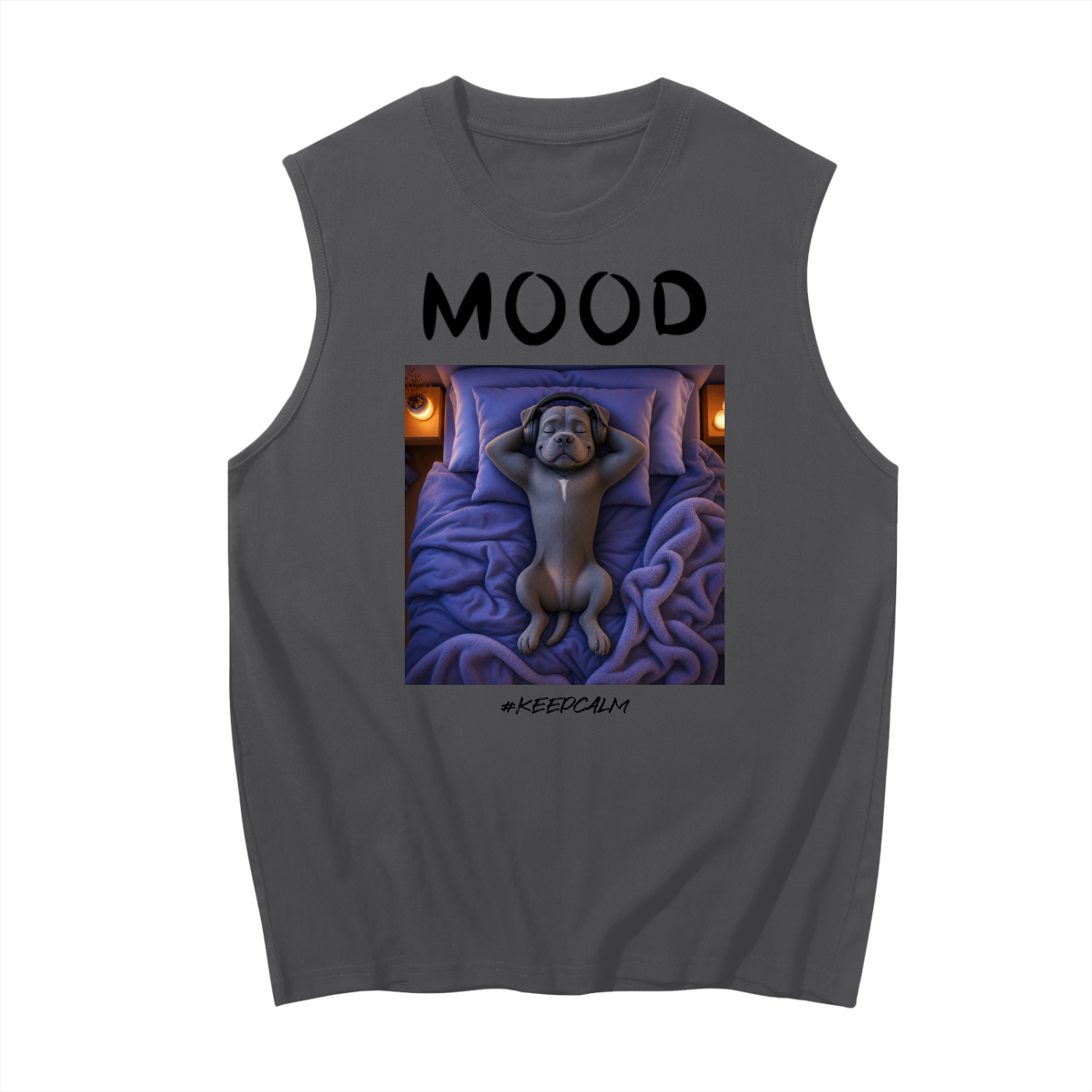 Men’s Mood Keep Calm Graphic Cotton Tank Top – product image 1