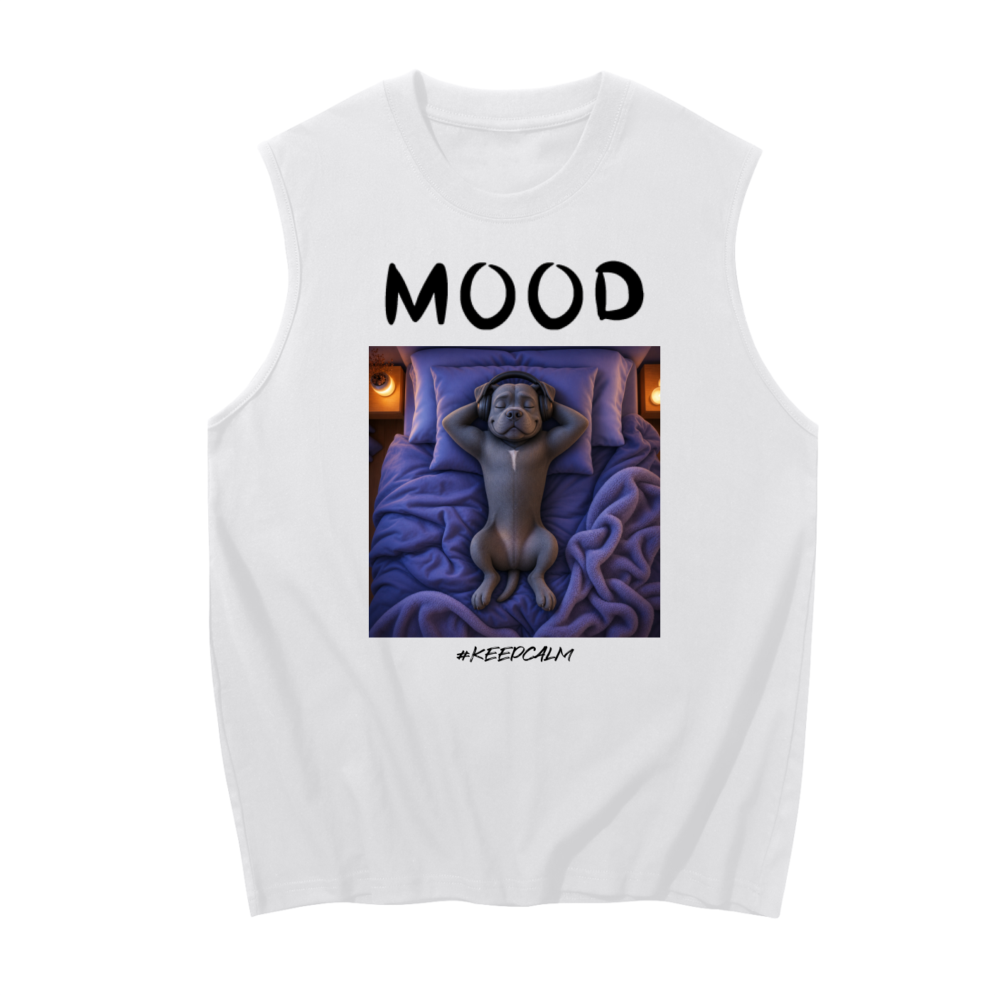 Men’s Mood Keep Calm Graphic Cotton Tank Top – product image 3